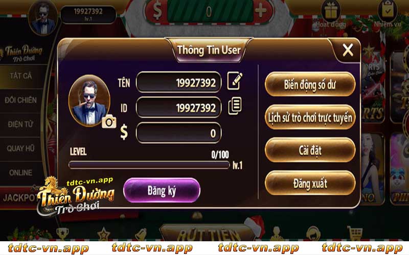 Điền thông tin đăng ký tài khoản Thiên Đường Trò Chơi